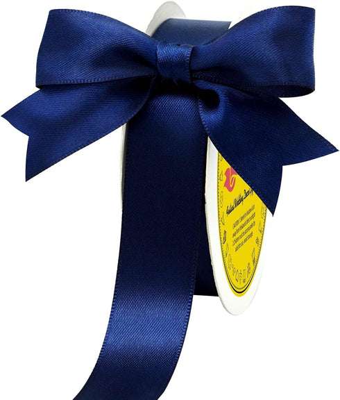 Double Face Navy Blue Satin Ribbon 7/8 inch X 25 Yards Polyester Navy Blue Ribbon for Gift Wrapping Very Suitable for Weddings Party Invitation De...