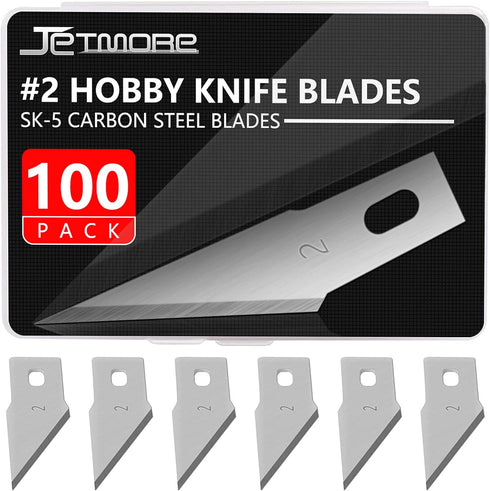 100 Pack Craft Hobby Blades #2 Craft Knife Blades Refill Hobby Knife Replacement Blade with Storage Box for Art and Crafting Scrapbooking Supplies...