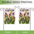 Welcome Spring Floral Flowers Garden Flag Double Sided, Tulip Decorative Yard Outdoor Home Small Decor, Summer Farmhouse Burlap Outside House Deco...