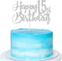 Paroke & Bubble Silver Glitter Happy 15th Birthday Cake Topper - 15th Birthday Cake Topper, 15th Birthday Party Decoration...