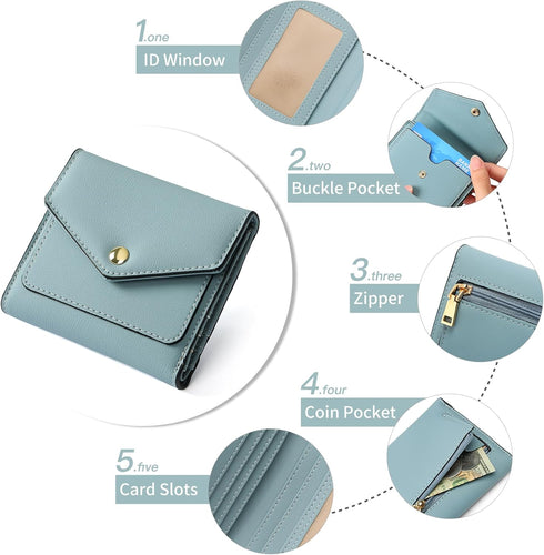GAEKEAO Small Wallet for Women Leather RFID Blocking Credit Card Holder Organizer Mini Bifold Zipper Coin Purse...