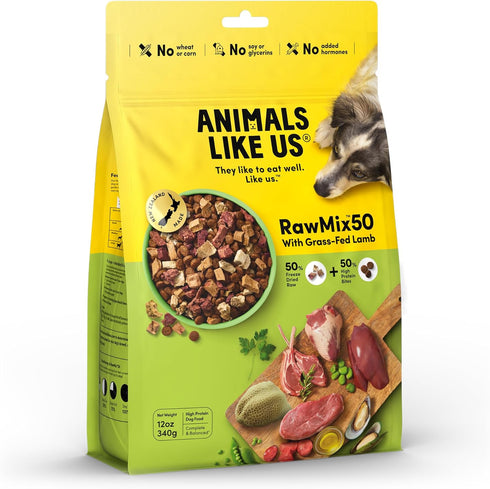 RawMix50 Freeze-Dried Raw Grass-Fed Lamb Recipe Dog Food, Protein Rich, Includes Kibble, Non-GMO, No Wheat or Corn, 12 oz...