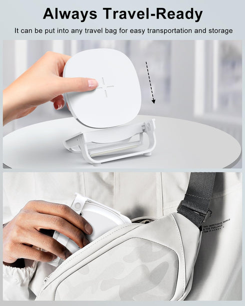 Wireless Charging Station (Detachable Pad & Stand) - Fast 15W Qi Wireless Charging for AirPods, iPhone 14/13/12/11/X/XR/XS/8/Pro/Max/Mini and Sams...