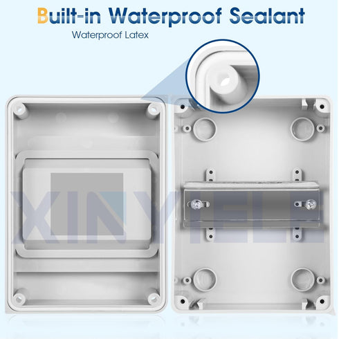 Waterproof Distribution Protection Box, ABS Plastic Breaker Electrical Box and Transparent Cover IP65, for Indoor Outdoor Wall Circuit Breaker (HT...