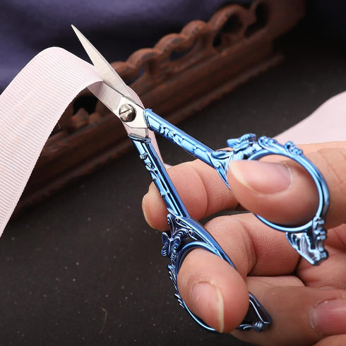 Sewing Embroidery Scissors with Sheath, 4.7in Sharp Tip Craft Crochet Scissor for Needlework Cross Stitch Threading Handicraft DIY Tool, Cute Blue...