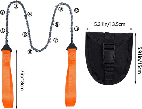 Pocket Chainsaw with Paracord Handle, Folding Chain Hand Saw, Emergency Outdoor Survival Gear for Camping, Hunting, Hiking, Cutting Wood & Tree (O...