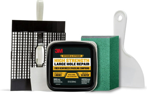 3M High Strength Large Hole Repair Kit, Includes Spackling Compound 32 oz, Spreader, Sanding Sponge, Hole Repair Plate & Tape, Easy Wall Repair Ki...