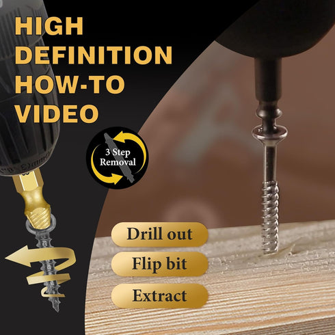 6 Pieces Gold Screw Extractor Kit,HSS 4341 Damaged Screw Extractor Set,Remover for Stripped Head Screws Nuts & Bolts Drill Bit Tools...