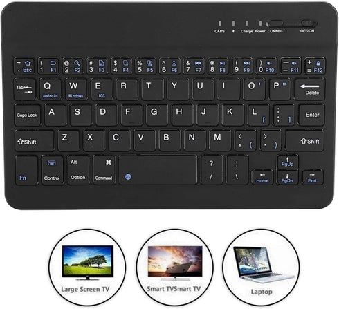 VBESTLIFE 7in Slim Lightwight Bluetooth Keyboard for Android iOS Win, Portable Aluminum Alloy Wireless USB Keyboard Black for Smart Phone/Pad/Lapt...