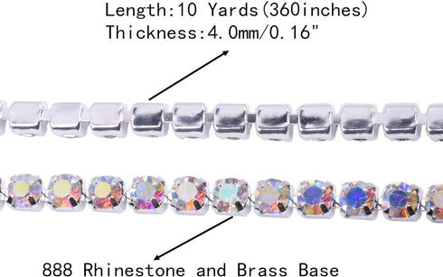 KAOYOO 10 Yards 4MM Crystal Rhinestone Close Chain Trim for Sewing Crafts,DIY Decoration...