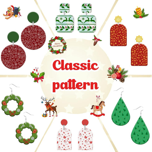 10 Pcs Christmas Silk Screen for Polymer Clay Silk Screen Stencils for Polymer Clay Earrings Polymer Clay Stencil Reusable Silkscreen Print Kit fo...