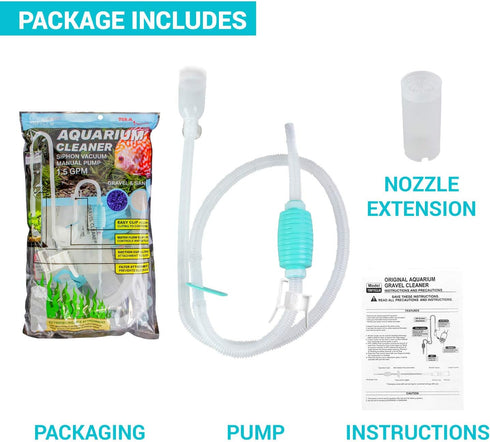 TERA PUMP TRFTCLN Aquarium Gravel Cleaner (BPA Free) Aquarium Sand Cleaner/Water Siphon with Long Nozzle & Water Flow Controller, (10-20 Gallon Ta...