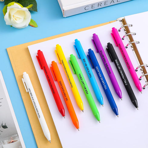 30 Pieces Ballpoint Pens Colorful Motivational Pens Complaining Quotes Pen Humor Negative Black Ink Pens for Students Coworkers School Office Supp...