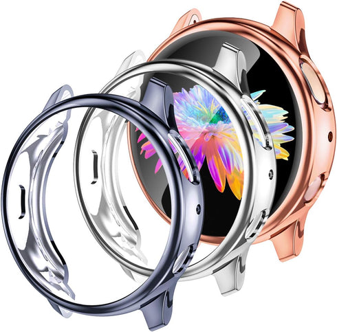 GEAK 3 Pack Full Cover Screen Protector Case for Samsung Galaxy Watch Active 2 40mm Silver/Gray/Rosegold...