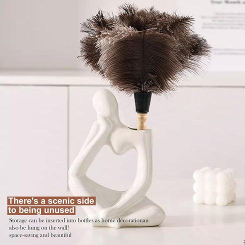 Ostrich Feather Duster Classic 14" Feathers Dusters Natural Fluffy with Wooden Handle and Eco-Friendly Reusable Handheld for Cleaning Supplies Hom...