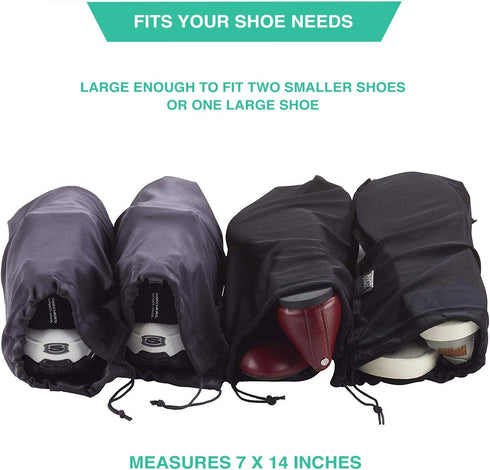 Lewis N. Clark Nylon Drawstring Travel Shoe Bags + Covers for Women & Men, Charcoal/Black, 1 Pack (2 Pairs)...