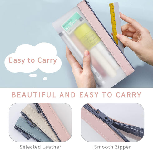 Classycoo Pencil Case 4 Pack Zipper Pencil Pouch, Multifunctional Clear Pen Bag Organizer Stationery Storage Bag for Office Supplies Cosmetics Mak...