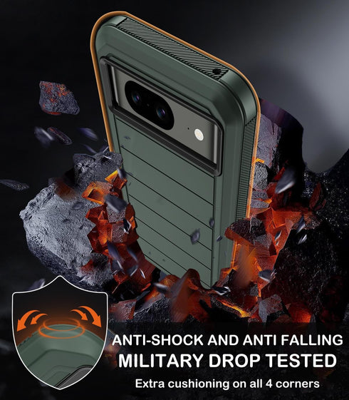 for Google Pixel 8 Case with Belt Clip Holster & Kickstand,Built-in Screen Protector,Heavy Duty Shockproof Drop Protection Military Grade Rugged D...