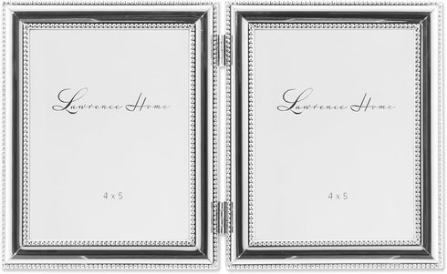 Lawrence Frames 510745D Silver Plated Double Bead Hinged Double Picture Frame, 4 by 5-Inch...