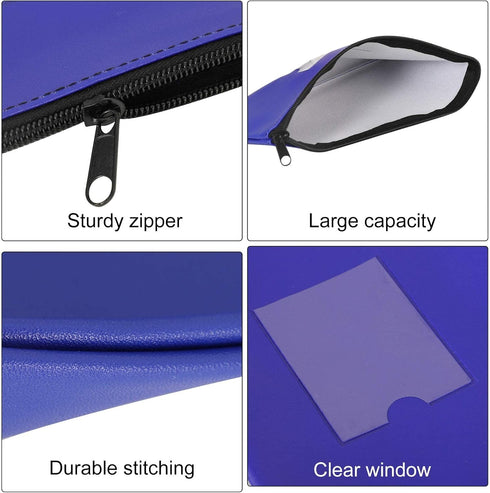 4 Pack Bank Deposit Money Bag, Heavy Duty Leatherette Security Zipper Wallet with Clear Window, Coin Bag, Cash Bag, Tool Pouch, Assorted Colors (4...