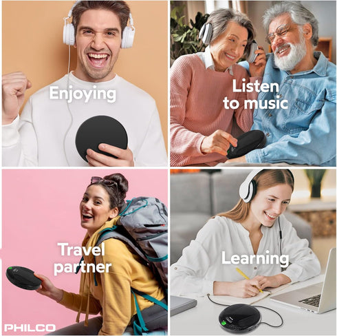 PHILCO Personal CD Player with 60 Second Anti-Shock - Portable, Compact, and Easy to Use - includes Headphones...