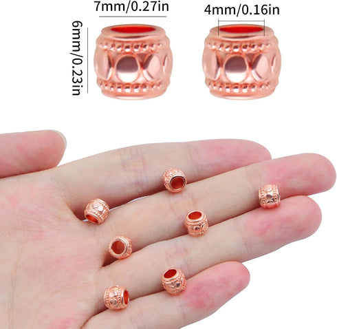 100pcs Alloy Round Column Spacer Beads European Large Hole Tube Loose Beads Bulk Metal Spacers Craft Supplies for DIY Bracelete Earrings Jewelry M...