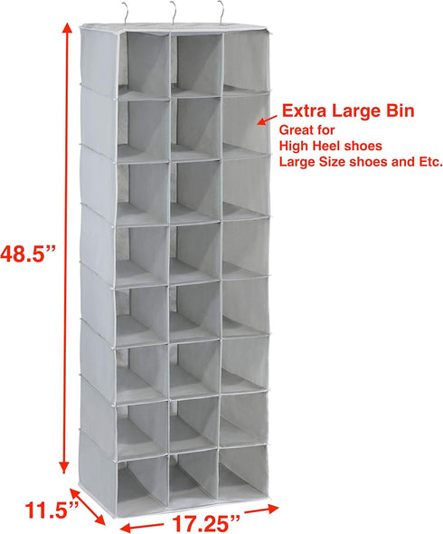 Simple Houseware Hanging Closet Organizers 24 Section Shoe Shelves, Gray...