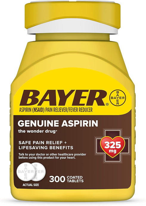 Bayer Genuine Aspirin 325 mg, Pain Reliever and Fever Reducer, Powerful Pain Relief of Headache, Muscle Pain, Minor Arthritis Pain, Back Ache, Too...