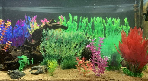 BEGONDIS 14 Pcs Artificial Green Seaweed Water Plants, Fish Tank Aquarium Decorations, Made of Soft Plastic...