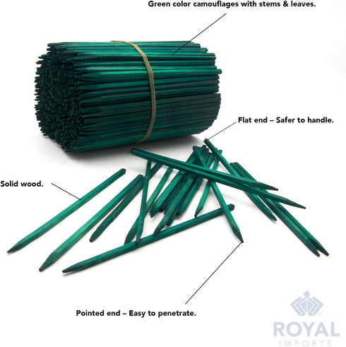 Royal Imports Green Wood Plant Stake, Floral Picks, Wooden Sign Posting Garden Sticks (Approx 100 Pcs) - 6 Inch...