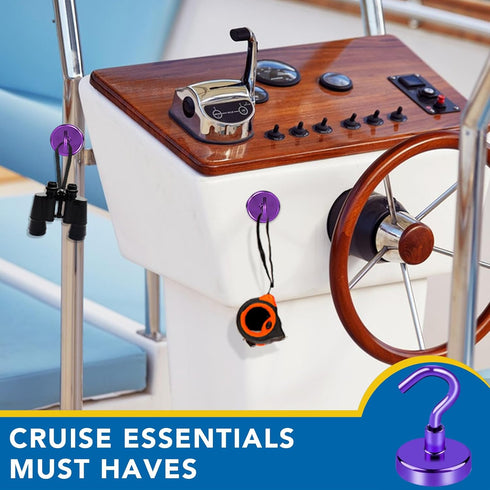 LOVIMAG Cruise Must Haves, 80Lb Magnet Hooks, Cruise Magnets for Door, Purple Cruise Door Magnets, Magnetic Hooks for Hanging-6Pack...