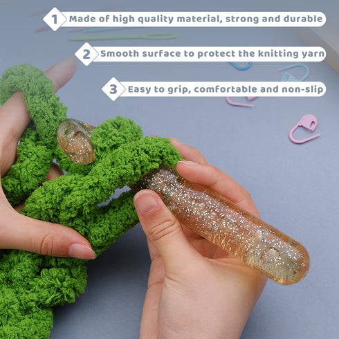 Mayboos 25mm Huge Crochet Hook, Large Yarn Crochet Hooks Needles, Extra Long Large Size Plastic Handle Knit Crochet Hooks with 10 Stitch Markers a...