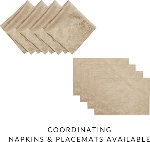 Elrene Home Fashions Caiden Elegance Damask Fabric Napkins (Set of 4), 17" x 17", Taupe 4 Count...