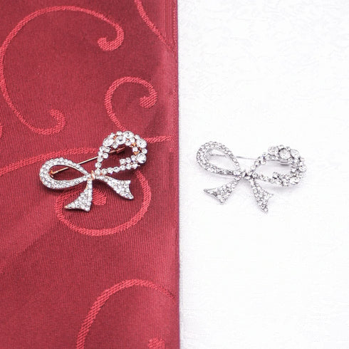2-Piece Set Luxury Rhinestone Bow Brooch Hijab Pins for Wedding Bouquet Christmas Party Valentine's Day Gift for Women Men Bridal Wife Mom...