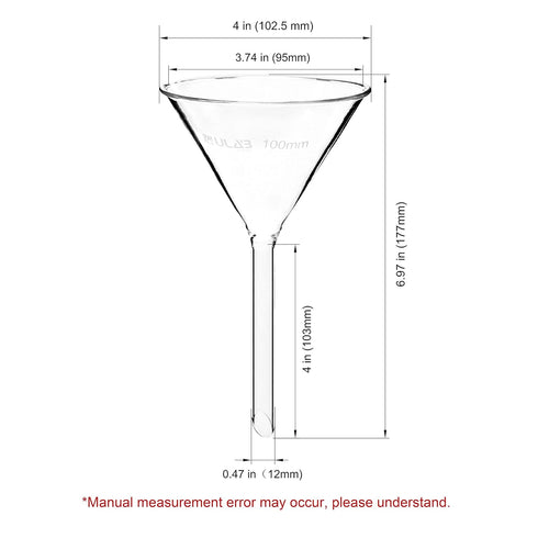 ULAB Scientific Glass Funnel Set, 1 of Each Size 50mm 75mm 100mm with Approx. 60° Angle, Short stem, UGF1009...