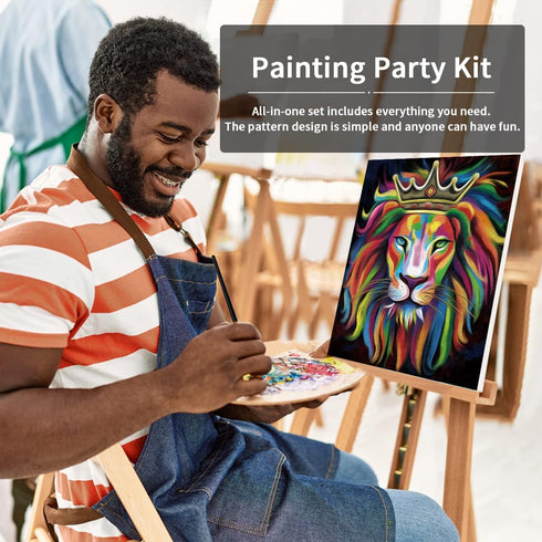 VOCHIC Canvas Painting Kit Pre Drawn Canvas for Painting for Adults Party Kits Paint and Sip Party Supplies 8x10 Canvas to Paint Lion King Paint A...