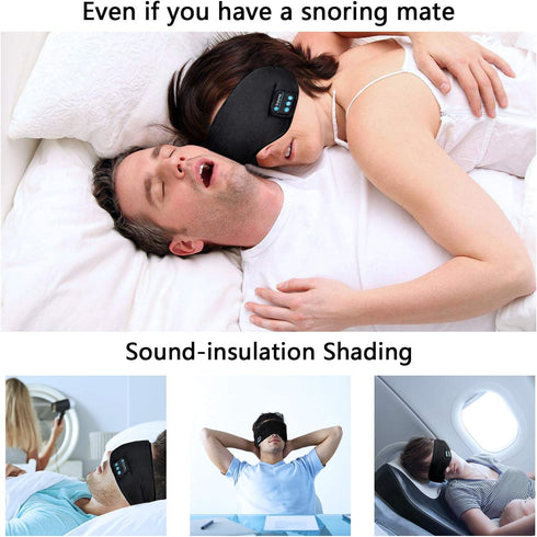 Wireless Sleep Mask,SKEYEOL Sleep Headphones,Adjustable&Washable Music Travel Sleeping Headset with Built-in Speakers Microphone Hands-free for Ai...