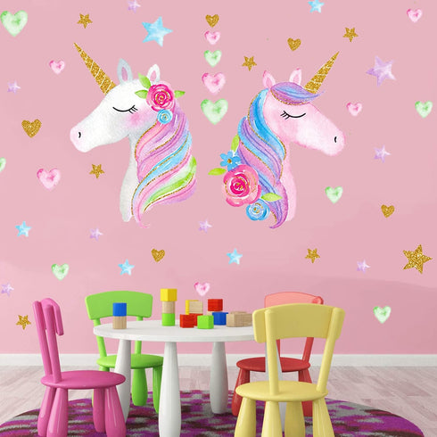 Unicorn Wall Decal,Large Size Unicorn Wall Sticker Decor for Gilrs Kids Bedroom Birthday Party...