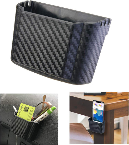 Hypersonic Front Seat Car Organizer Universal Vehicle Dashboard Pocket Holder Plastic Black Cargo Storage Box Holds Phone Money Cards Keys Glasses...