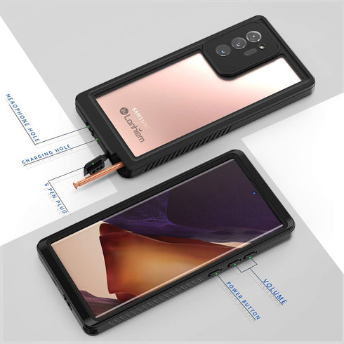 Lanhiem Galaxy Note 20 Ultra Case, IP68 Waterproof Dustproof Shockproof Case with Built-in Screen Protector, Full Body Sealed Underwater Protectiv...