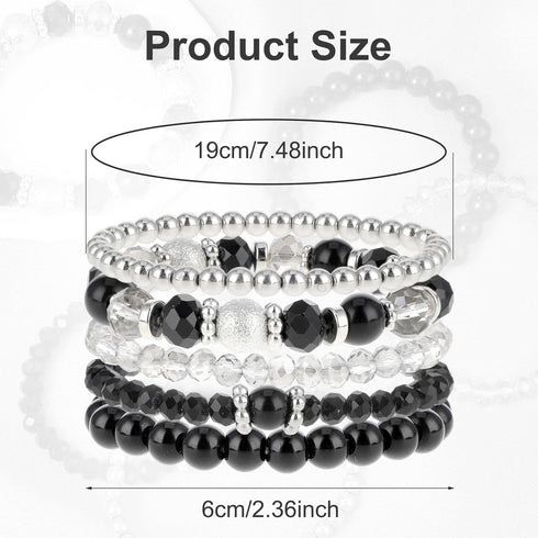 DIVINA VITAE 5 Pcs Beaded Stretch Bracelets Stackable Bracelets Crystal Bead Bracelet Boho Beaded Bracelets Stretch Layering Crystal Stone Beaded ...