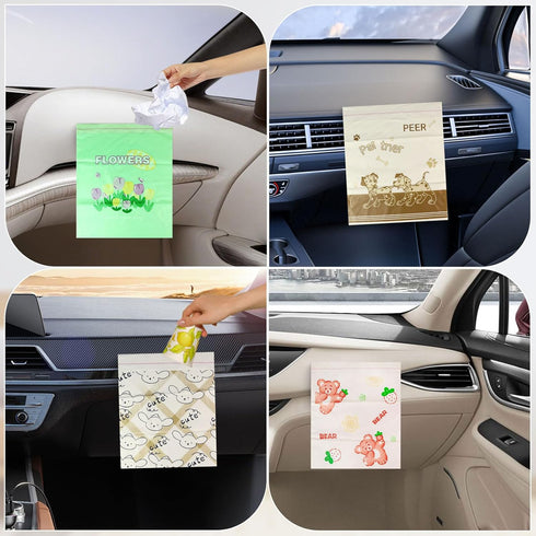 120 PCS Cute Disposable Car Trash Bags,Portable Self-adhesive Garbage Bags for Car?Waterproof Leak Proof Stick on Storage Bag for Cars, Bedrooms, ...