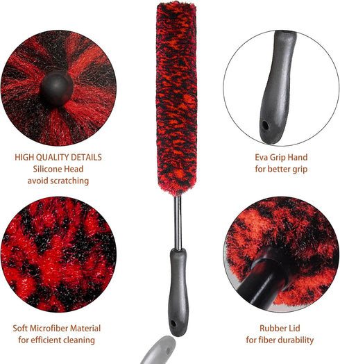 Metal Free Soft Wheel Cleaner Brush, Synthetic Wool Car Cleaning Brush, Highly Water Absorption, Dense and Durable Tire Brush for Cleaning Wheels,...