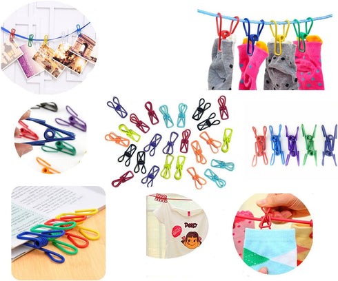 30 Pcs 2 Inch 10 Different Random Colors Chip Clips, PVC Coating High Elasticity Strength Clothes Pins, Food Clips and Bag Clips...