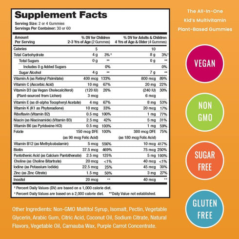 Kids Multivitamin Gummies | Multivitamin for Kids | 120 Gummy Vitamins for Kids (2 Pack) | Sugar Free Kids Vitamins Gummy Multivitamin | Vegan & N...