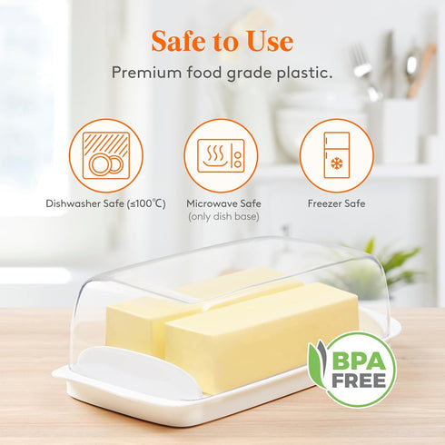 Lifewit Butter Dish with Lid for Countertop, Extra Large Plastic Butter Holder Container with Handles&Markings in Kitchen Organization, Perfect fo...