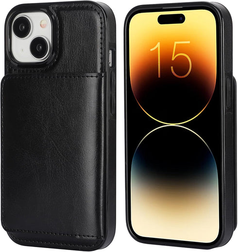 KIHUWEY Compatible with iPhone 15 Wallet Case Credit Card Holder, Premium Leather Kickstand Flip Hidden Magnetic Clasp Durable Shockproof Protecti...