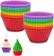 Silicone Baking Cups Round 24 Pack 2.75 inches Cups, Reusable Muffin Liners BPA Free, Non-stick Cake Cup Mold Set Multicolor by Mikim...