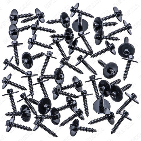 Rexka 50pcs Fender Liner Bumper Cover Tapping Screw Bolt W710763-S901 Compatible with Ford Lincoln Edge Expedition Explorer F-150 Fiesta Flex Taur...