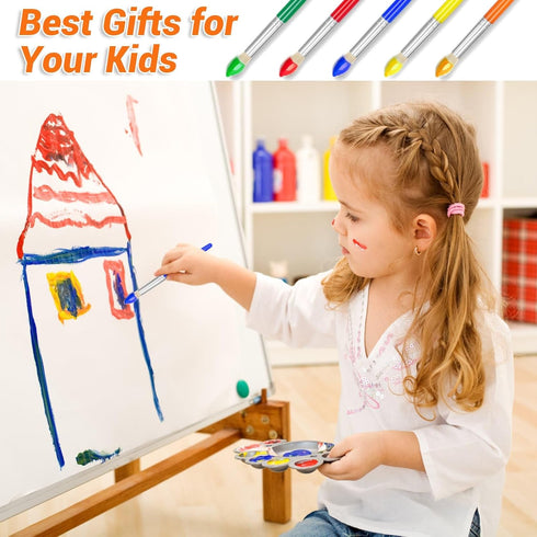 10Pcs Paint Brushes for Kids, Anezus Children Paint Brushes Toddler Large Chubby Kids Paint Brush Set for Preschool Daycare Classroom Washable Pai...